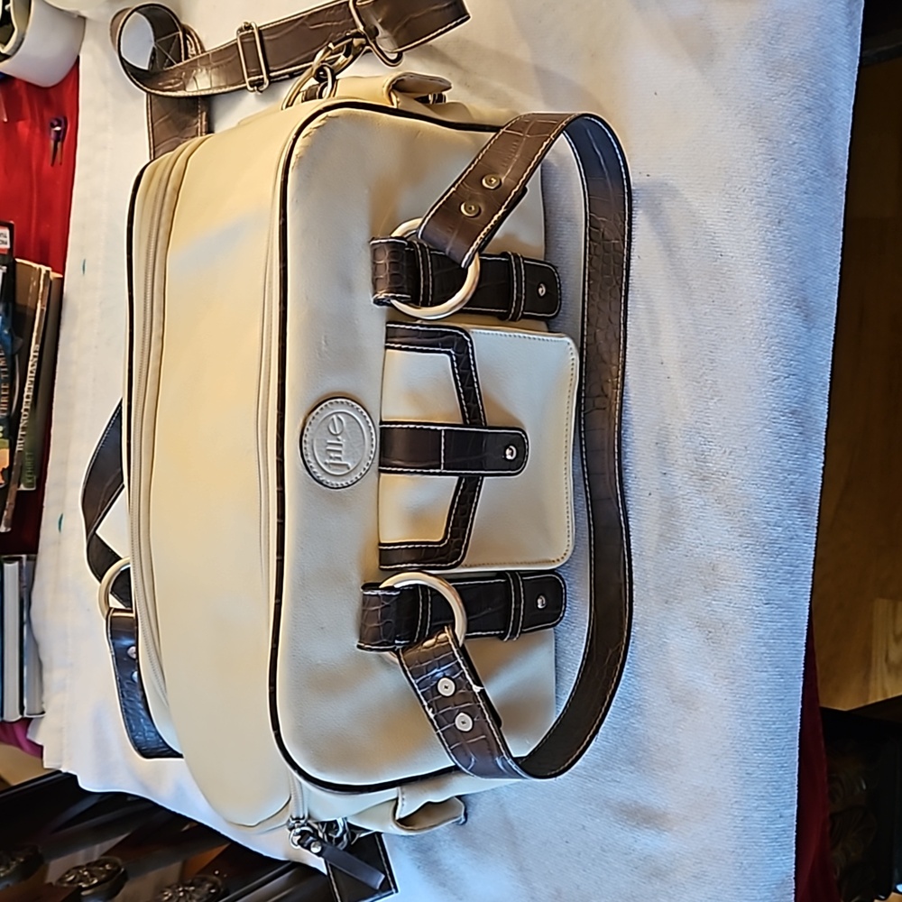 Jill. E camera bag brown and cream